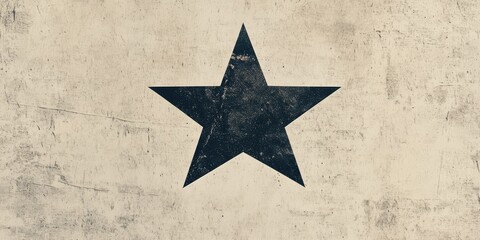 Poster - A Distressed Black Star on Beige Textured Background
