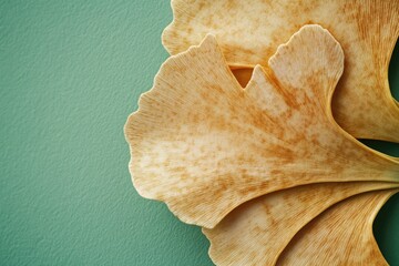 Poster - Close-up view of a single leaf stuck to a wall, often used in nature-inspired designs or as a symbol for growth and renewal