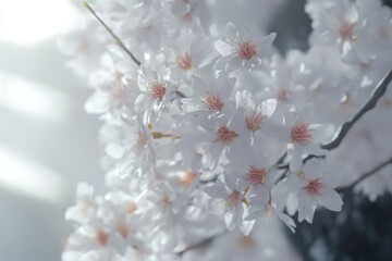 Wall Mural - A cluster of white flowers photographed from above