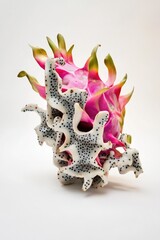 Wall Mural - A single dragon fruit sits on a clean white surface, perfect for food or beauty product photography