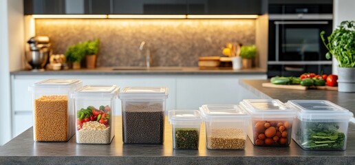 Organized Kitchen: A Collection of Fresh Food in Clear Containers