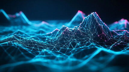Poster - Colorful and dynamic representation of abstract 3D mountain landscape with vibrant lines