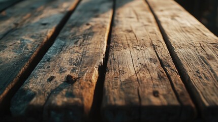Poster - Weathered Wooden Planks Basking In Sunlight