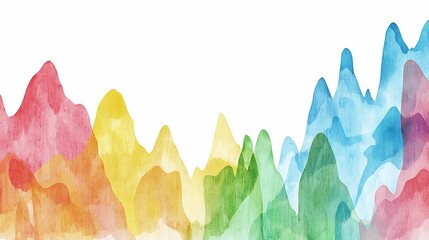 Wall Mural - a colorful watercolor depiction of abstract mountains, showcasing vibrant hues blending together in 
