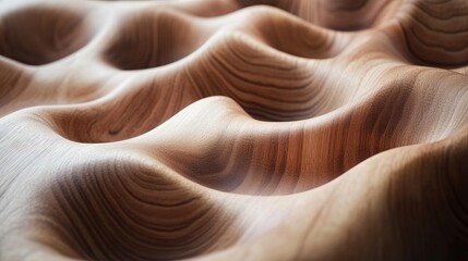 Aufkleber - Abstract Wood Sculpture With Undulating Waves