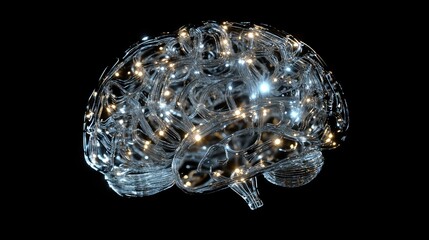 Poster - Illuminated Glass Brain Artistic Representation