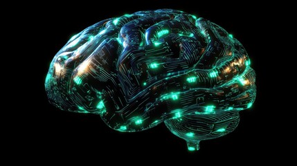 Poster - Digital Brain Circuitry Glowing Neon