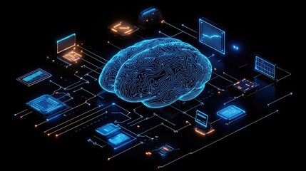 Poster - Digital Brain Network Illustrates Advanced Technology Connections