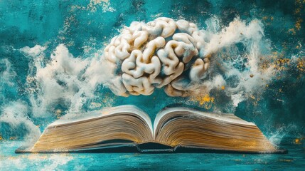 Poster - Brain Knowledge Open Book Ethereal Abstract Art
