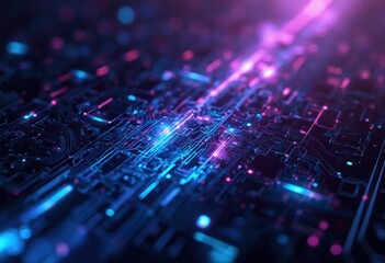 Fototapete - City of Circuitry: A Futuristic Exploration of Electronic Innovations