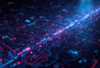 Aufkleber - Cityscape at Night with Neon Lights