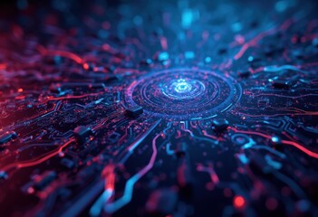 Poster - Circuit Board with Neon Lights
