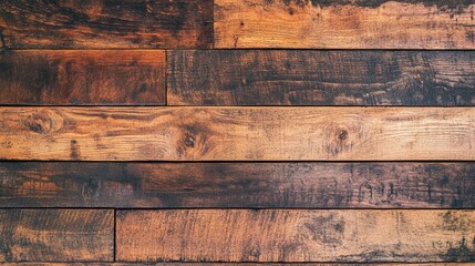 Poster - Rustic Brown Wooden Planks Horizontal Texture
