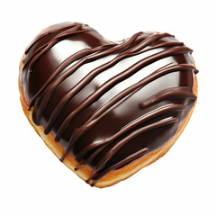 Wall Mural - heart shaped chocolate donut chocolate isolated on transparent background Generative Ai.