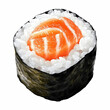 realistic salmon maki sushi roll isolated on transparent background. Generative Ai.