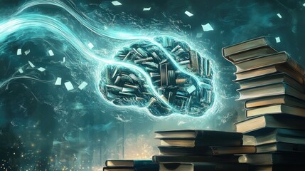 Poster - A Mind Illuminated by Books Knowledge and Imagination
