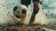 © Penatic Studio - Soccer Player Kicking Muddy Ball In Action