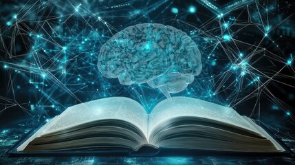 Poster - Illuminated Brain Above Open Book Knowledge Network