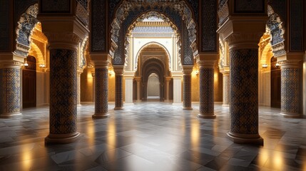 Aufkleber - Elegant Palace Hall With Ornate Columns And Arches