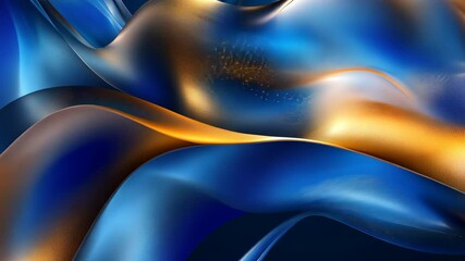 Wall Mural - Dynamic Visual Experience of Abstract Waves in Blue and Gold, ProRes 422HQ