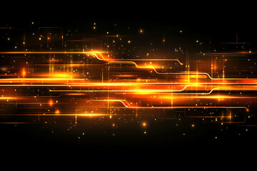 Poster - Golden digital streams, cosmic background, website banner