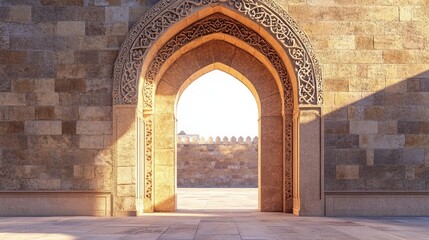 Poster - Ornate Archway Leads To Ancient Stone Wall