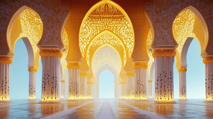 Poster - Golden Arches Illuminated Hallway Majestic Palace