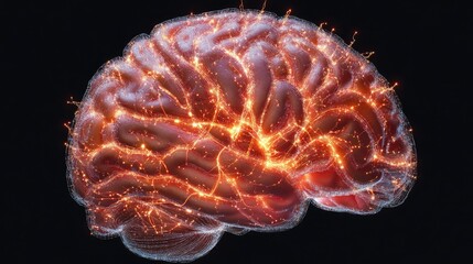 Poster - Illuminated Brain Neural Pathways Abstract Art