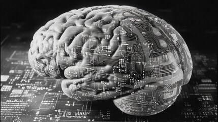 Aufkleber - Human Brain Circuitry Digital Overlay Representation