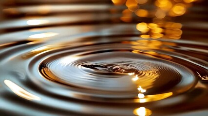 Wall Mural - Close-up of rippling water reflecting golden light, creating a serene and peaceful scene.