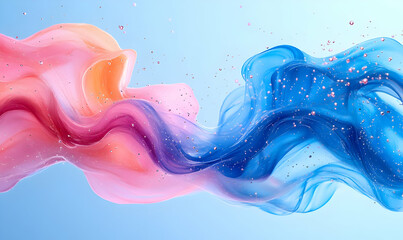 Poster - Pink, blue liquid swirls, pastel background, abstract art, design element