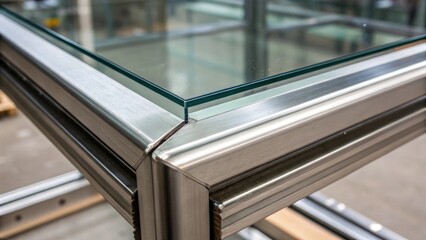 Aufkleber - A closeup focusing on the edge of a glass panel where it meets the steel illustrating the craftsmanship involved in achieving an airtight seal.
