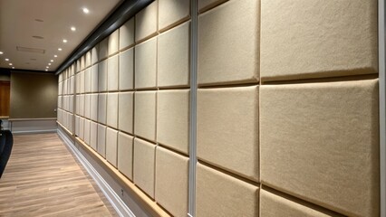 Poster - A closeup of a finished soundproof wall section glistening with a fresh coat of paint illustrating how the assembly leads to a polished final product.