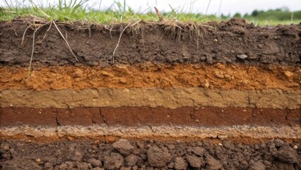Poster - A closeup of a soil sampler revealing different strata of earth demonstrating the effectiveness of the irrigation system in maintaining consistent moisture levels across various
