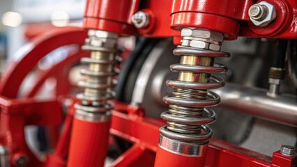 Aufkleber - A closeup of the activation mechanism of a fire suppression system illustrating the springs and levers in detailed focus suggesting mechanical reliability.