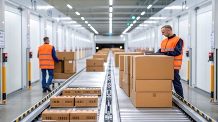Aufkleber - A focused view of the unloading process where newly arrived inventory is seamlessly transferred from delivery containers directly into the automated storage system.
