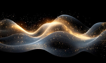 Poster - Golden wave sparkle dark background abstract design