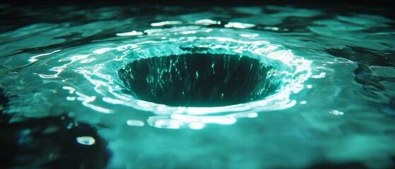 Aufkleber - Visual representation of a holographic black hole with distorted light patterns in a cosmic setting