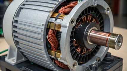 Aufkleber - A medium closeup of the pumps motor showing the electrical connections and the unique textures of wires and cables intertwined.