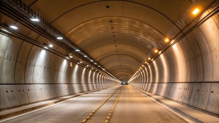 Aufkleber - A medium closeup of the interior of a recently completed tunnel section showcasing the smooth walls and embedded lighting signaling the transition from construction to operational