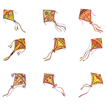 makar sankranti kite  vector illustration