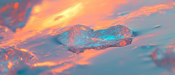 Poster - Holographic ice and frozen crystals reflecting light and color in a natural setting