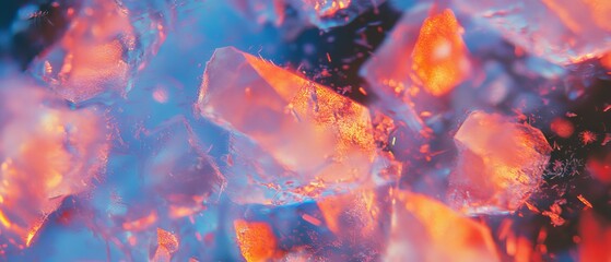 Poster - Holographic ice with shimmering frozen crystals reflecting vibrant colors in a cool environment