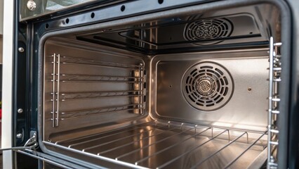 Poster - Closeup details of the ovens inner chamber highlighting the hightemperature insulation materials and specialized heating elements designed for efficient thermal performance.