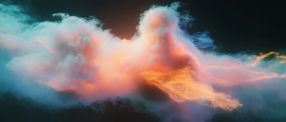 Poster - Vivid holographic nebula displaying a rich palette of colorful gases in deep space