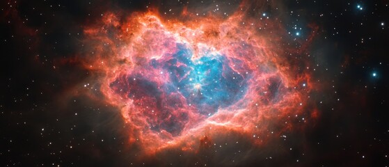 Poster - Colorful holographic nebula displaying vibrant gases in deep space