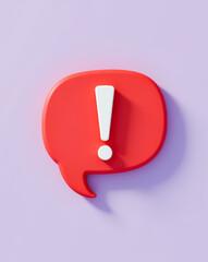 Aufkleber - 3d-rendered red speech bubble with white exclamation mark