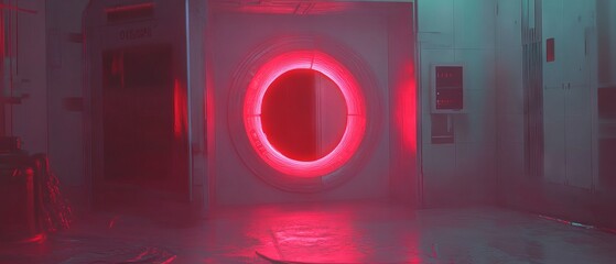 Aufkleber - Holographic portal with swirling vortex illuminating a dark, futuristic environment