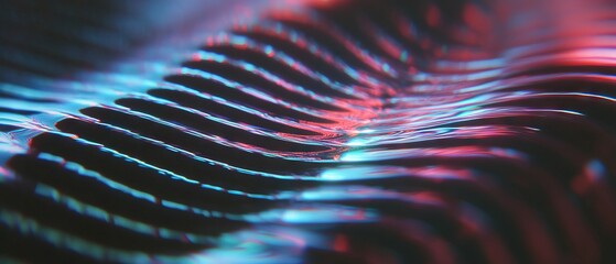 Poster - Vibrant holographic sound waves creating intricate patterns in dynamic motion
