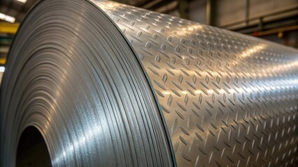 Poster - Closeup of a texturerich steel coil surface illustrating ripples and grooves indicating the manufacturing techniques employed to achieve the final product.